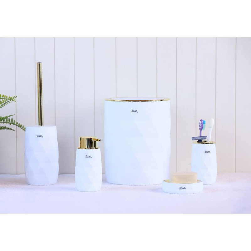 طقم اكسسوارات حمام 5 قطع LUMINOUS WHITE & GOLD