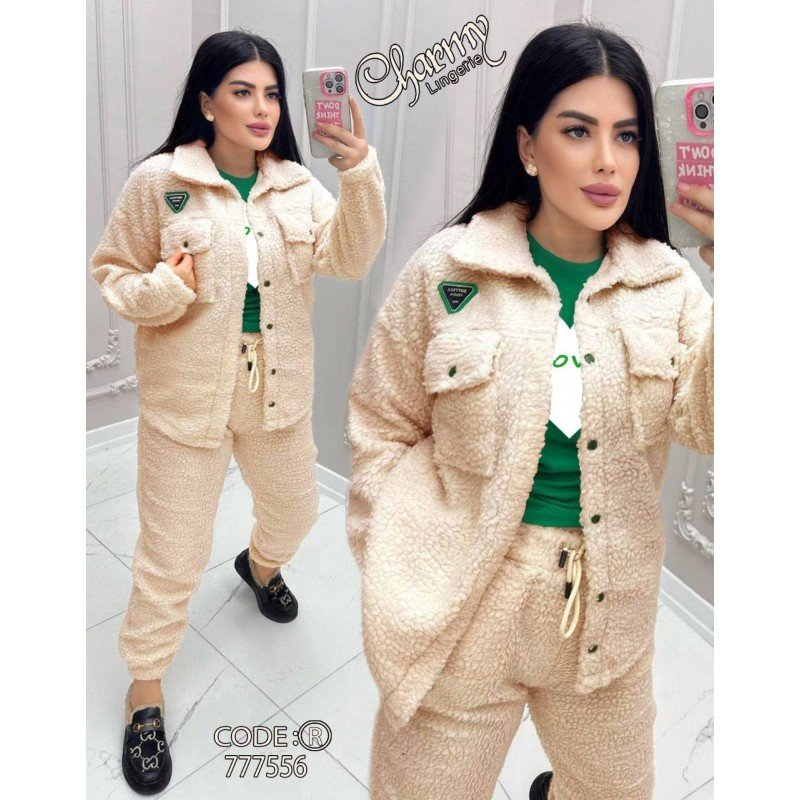 طقم ستاتي فرو ثقيل 3 قطع من شارمي One Size