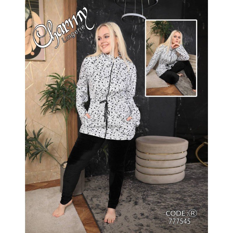 طقم ستاتي مخمل سحاب من شارمي One Size