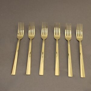 طقم شوك ستانلس ستيل 18/10 حجم كبير لون ذهبي 6 قطع