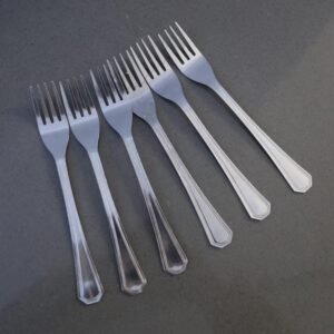 طقم شوك ستانلس ستيل 6 قطع حجم كبير لون فضي