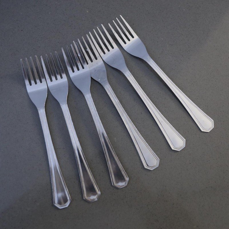 طقم شوك ستانلس ستيل 6 قطع حجم كبير لون فضي