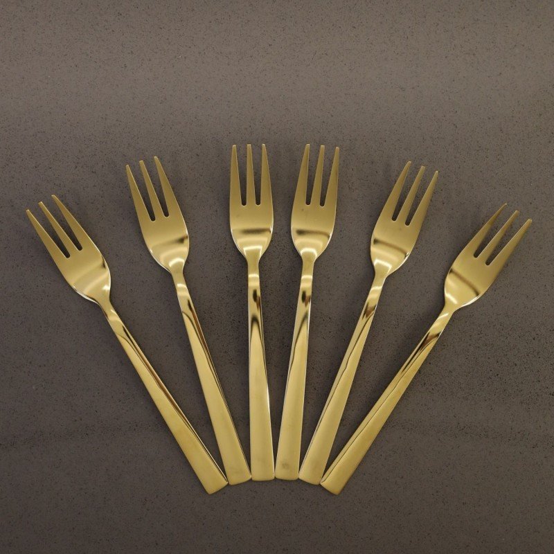 طقم شوك ستانلس ستيل18/10 حجم صغير لون ذهبي 6 قطع