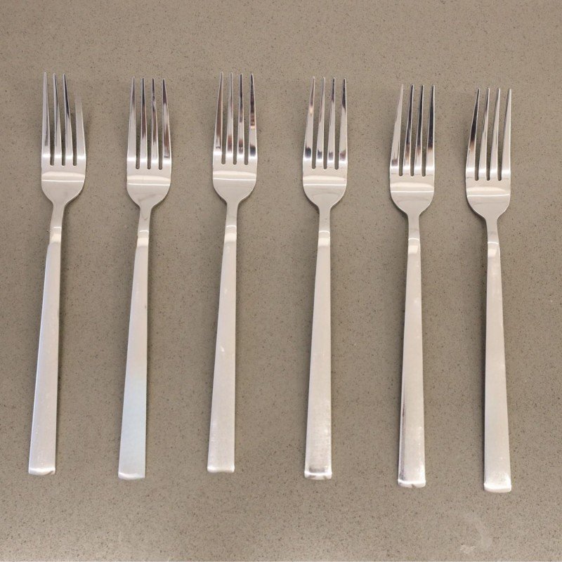 طقم شوك ستانلس ستيل18/10 حجم كبير لون فضي 6 قطع