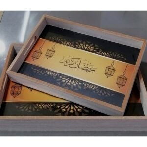 طقم صواني خشب 2 قطعة .. رمضان كريم