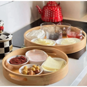 طقم صواني خشب دائري عدد 2