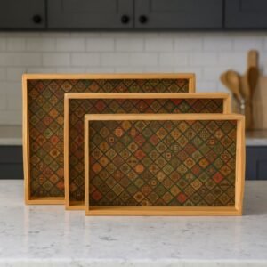 طقم صواني خشب عدد 3 قطع باحجام مختلفة