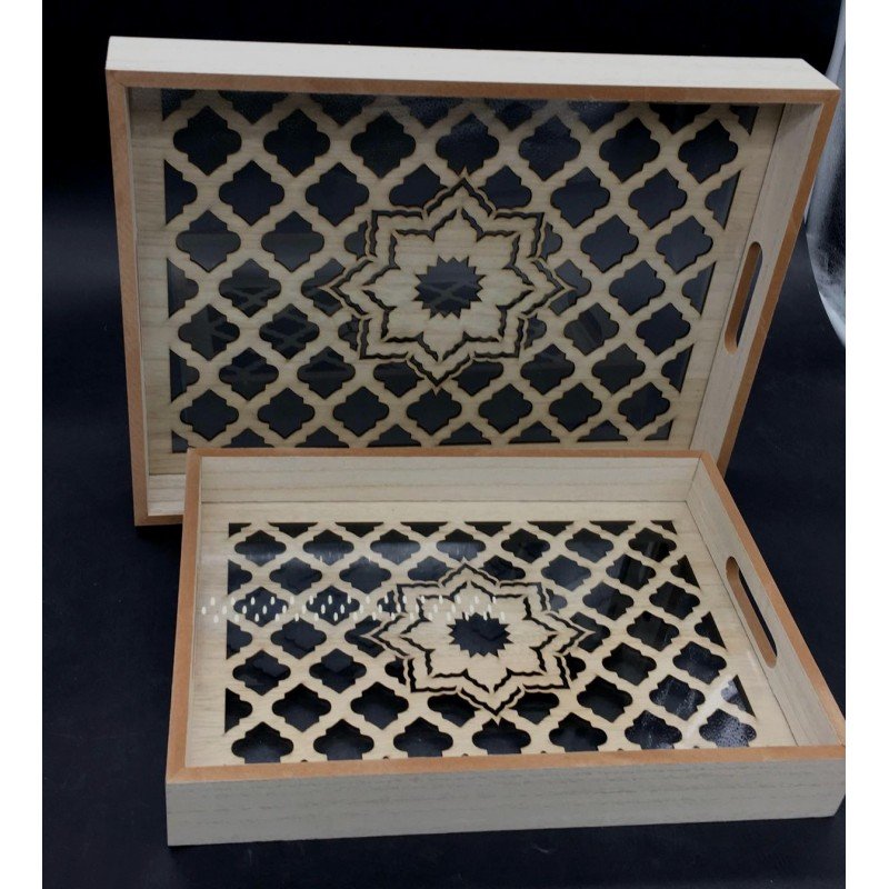 طقم صواني خشب قطعتين - Image 3