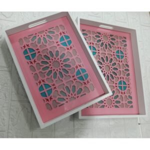 طقم صواني قطعتين مغربي زهري