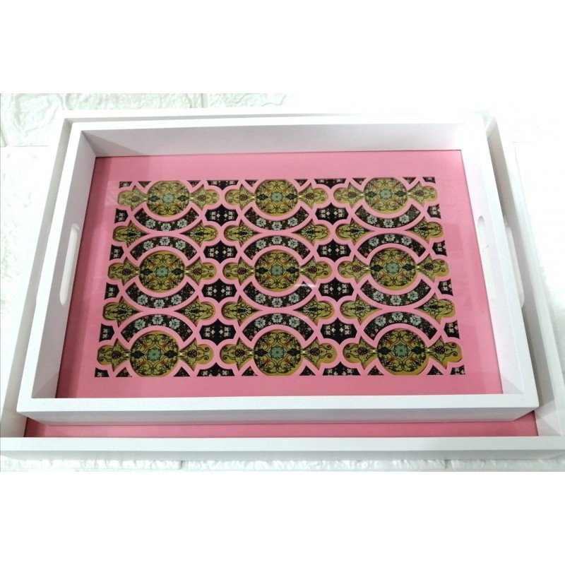 طقم صواني قطعتين مغربي زهري