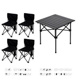 طقم طاولة و4 كراسي قابلة للطي لون اسود