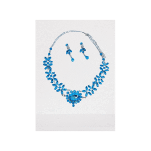 طقم عقد فخم مع حلق  - لون أزرق لامع