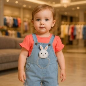 طقم قطعتين أفرهول للأطفال لون أزرق و زهري