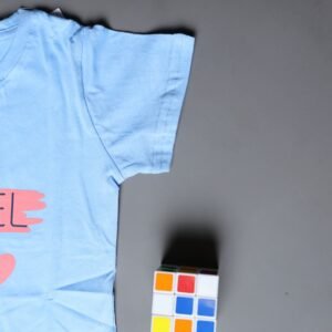 طقم قطعتين تيشيرت وشورت للأطفال لون أزرق وكحلي