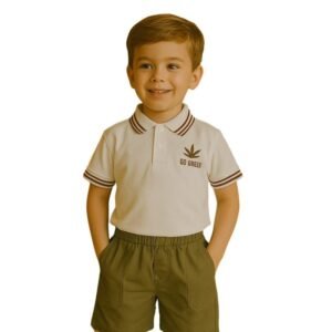 طقم قطعتين للأطفال لون أبيض