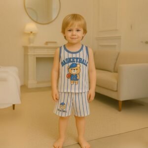 طقم قطعتين للأطفال لون أزرق