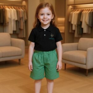 طقم قطعتين للأطفال لون أسود و أخضر