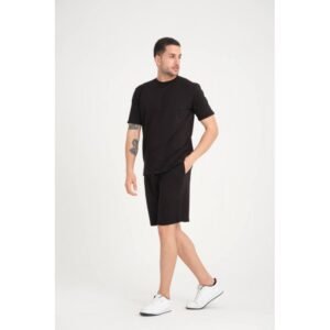 طقم قطن عالي الجودة مكون من تيشريت قطني سلم فيت وشورت قطني صناعة تركية