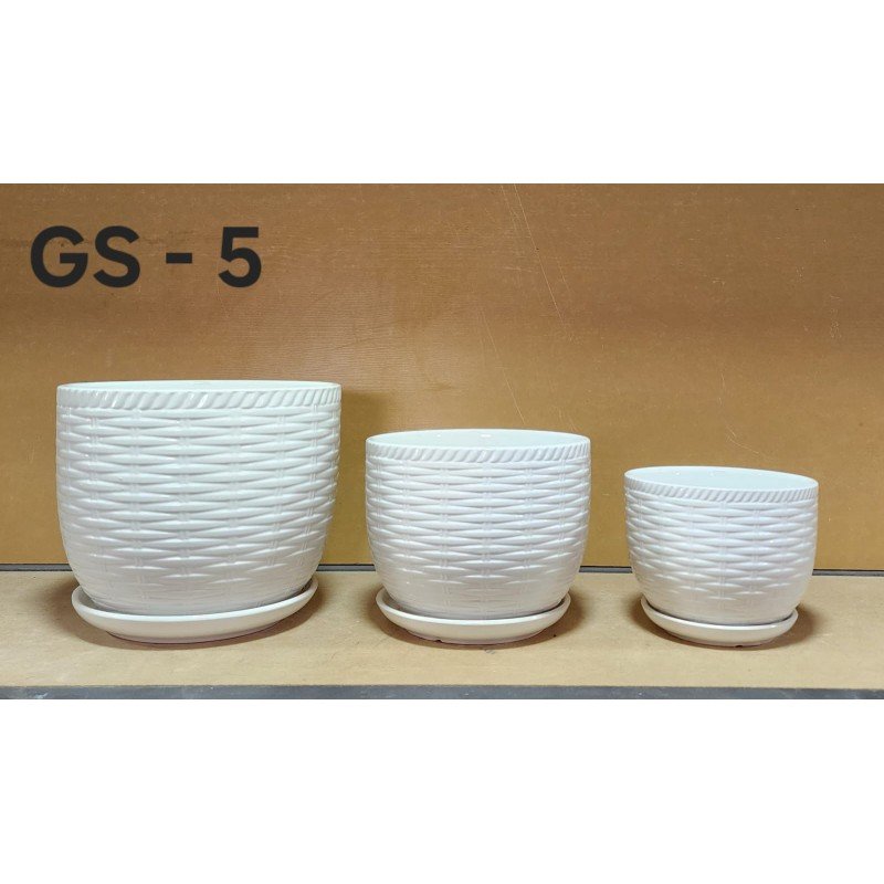 طقم قوار بورسلان 3 قطع لون أبيض