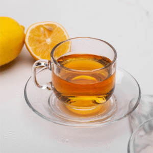 طقم كاسات زجاج مع صحن حجم 160 مل عدد 6 قطع