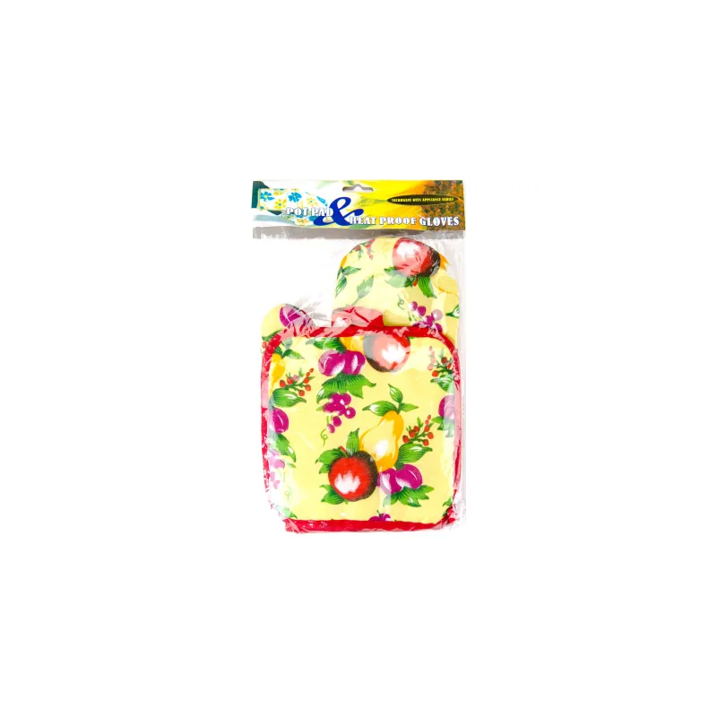 طقم كفوف ومساكة قطعتين بتصميم فراولة