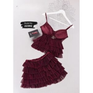 طقم لانجري لون عنابي One Size