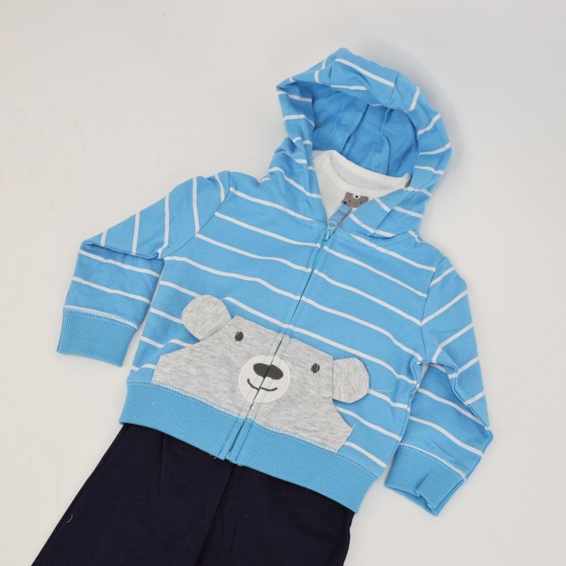 طقم للأطفال 3 قطع لون أزرق فاتح و كحلي