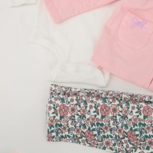 طقم للأطفال 3 قطع لون زهري فاتح