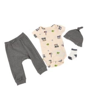 طقم للأطفال 4 قطع لون بيج و سكني