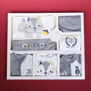 طقم للأطفال حديثي الولادة 10 قطع لون سكني وأبيض