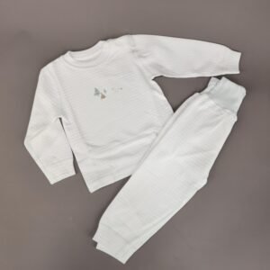 طقم للأطفال قطعتين لون أبيض