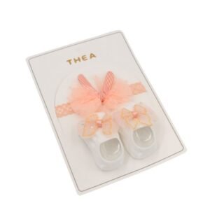 طقم للأطفال قطعتين لون أبيض و مشمشي