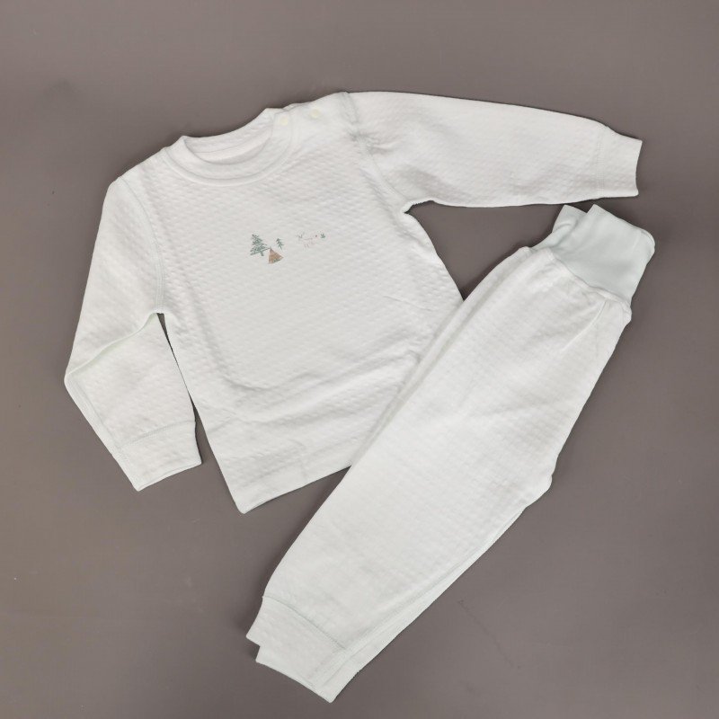 طقم للأطفال قطعتين لون أبيض