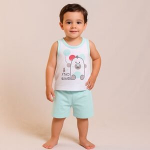 طقم للأطفال قطعتين لون أخضر