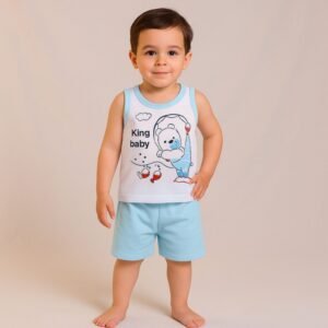 طقم للأطفال قطعتين لون أزرق