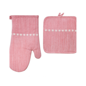 طقم مساكة و كف مطبخ قماش لون زهري