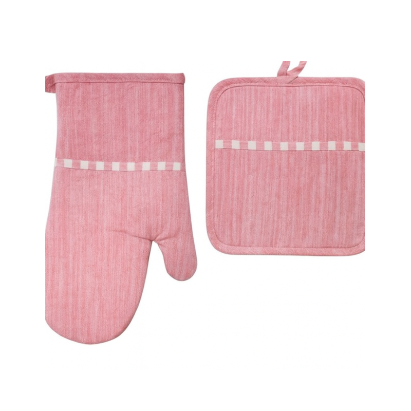 طقم مساكة و كف مطبخ قماش لون زهري