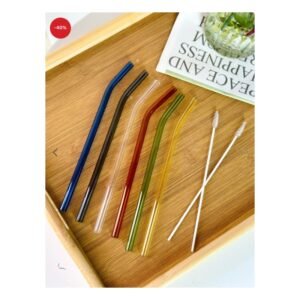 طقم مصاص زجاجي ملون 8 قطع