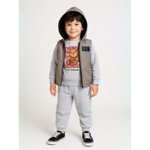 طقم مع فيزت(3 قطع) للأطفال لون سكني