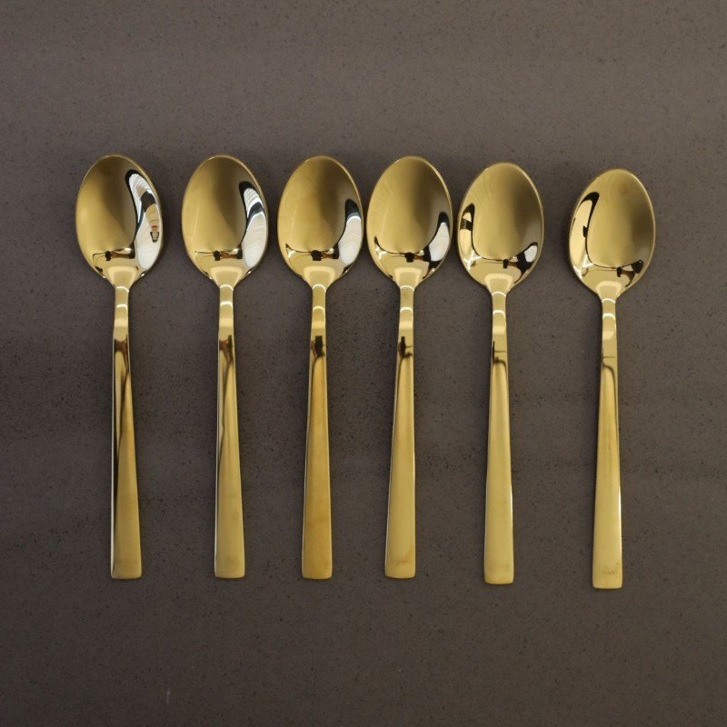 طقم معالق ستانلس ستيل 18/10 حجم صغير لون ذهبي 6 قطع