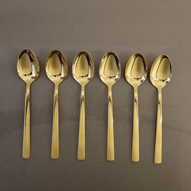 طقم معالق ستانلس ستيل 18/10 حجم كبير لون ذهبي 6 قطع