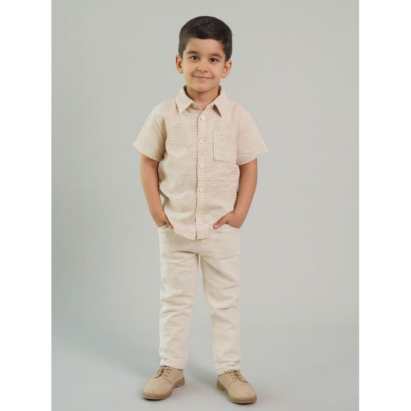 طقم ولادي بنطلون وقميص مخطط