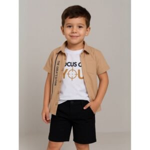 طقم ولادي ثلاث قطع شورت وبلوزه وقميص