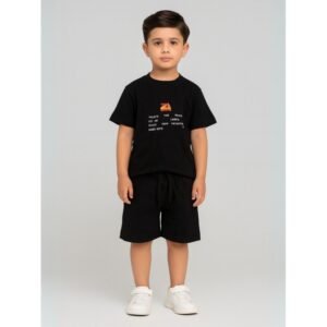 طقم ولادي قطعتين شورت وبلوزه لون اسود