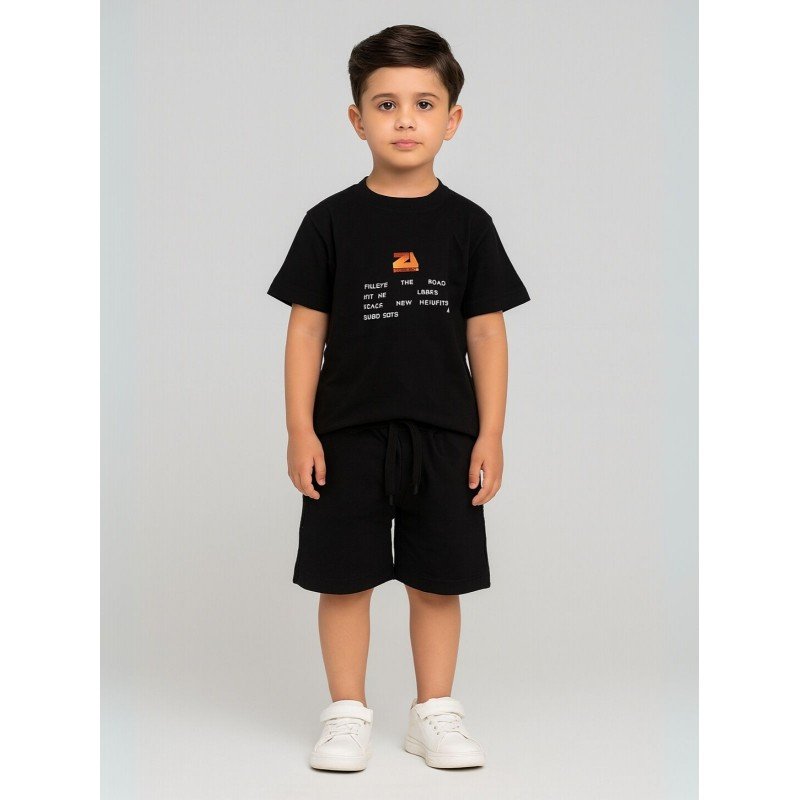 طقم ولادي قطعتين شورت وبلوزه لون اسود