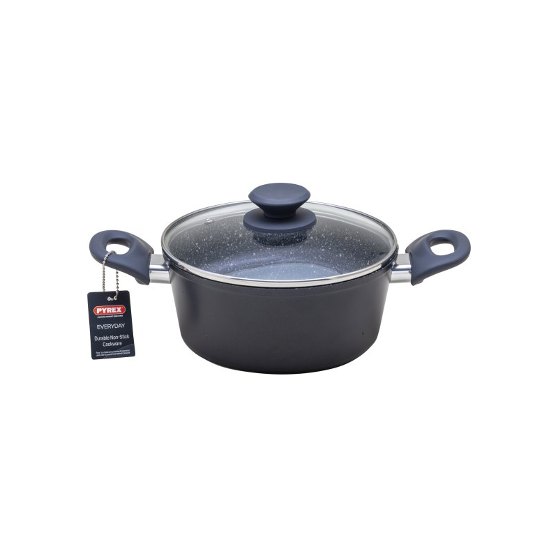 طنجرة بايركس Pyrex ألمنيوم حجم 20 سم لون رمادي