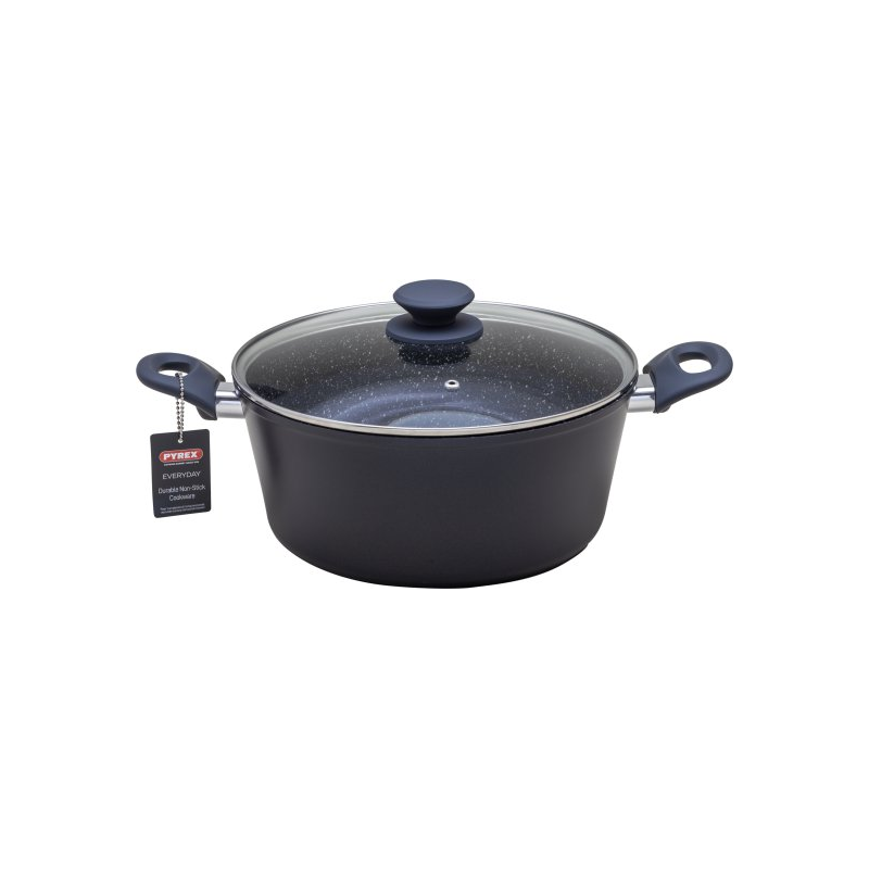 طنجرة بايركس Pyrex ألمنيوم حجم 26 سم لون رمادي