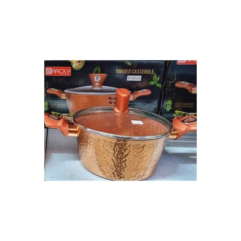 طنجرة جرانيت ثقيلة لون برونزي 20 سم