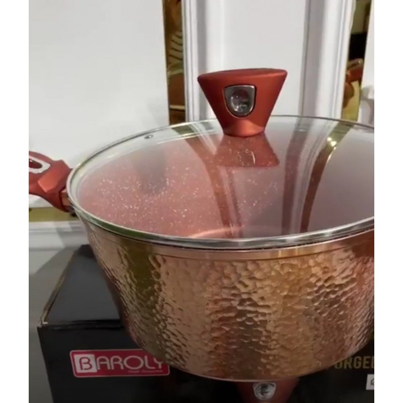 طنجرة جرانيت ثقيلة لون برونزي 26 سم