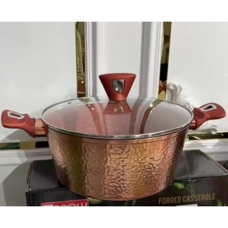 طنجرة جرانيت ثقيلة لون برونزي 28 سم